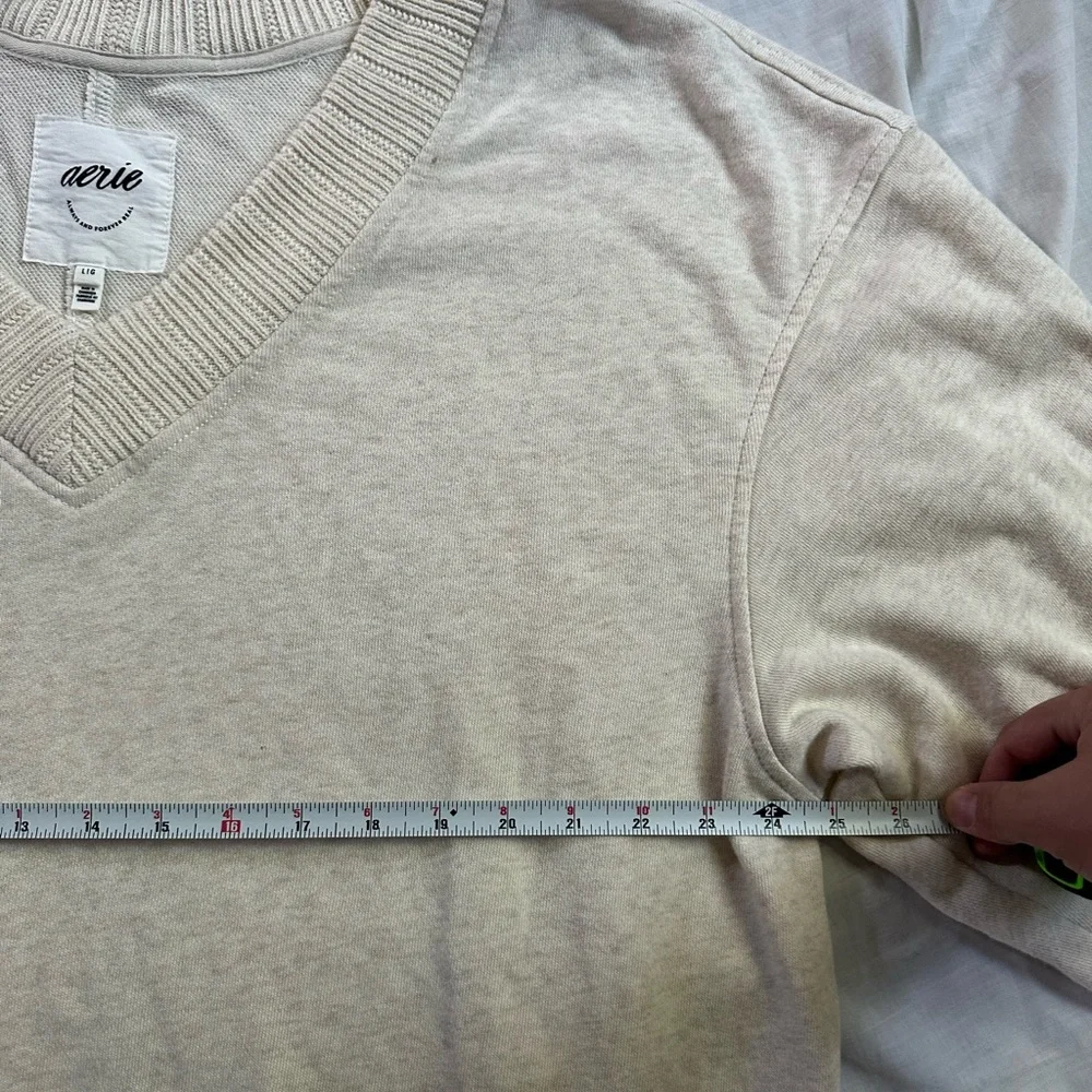 Aerie Soft Cream V-Neck Pullover - Picture 7 of 9